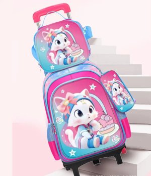 Kids School Backpack Set with Wheels Trolley Bag Pencil Case