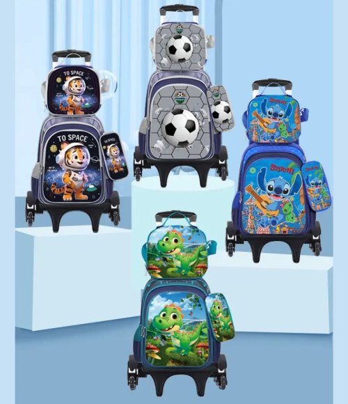 Kids School Backpack Set with Wheels Trolley Bag Pencil Case