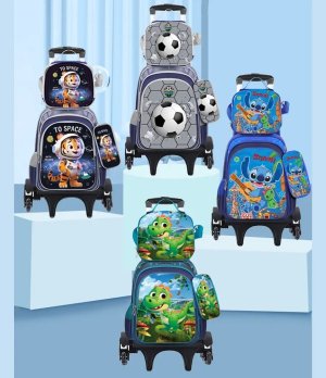 Kids School Backpack Set with Wheels Trolley Bag Pencil Case