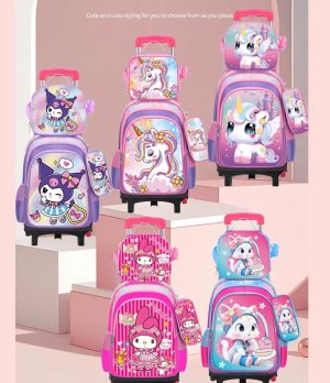 Kids School Backpack Set with Wheels Trolley Bag Pencil Case