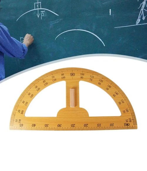 Teacher-Sized Large Wooden Protractor with Handle