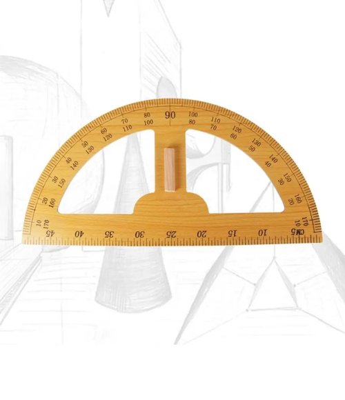 Teacher-Sized Large Wooden Protractor with Handle