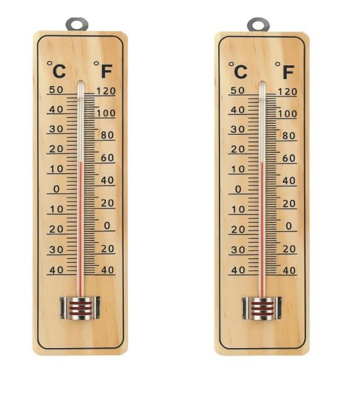 Wooden Analog Thermometer, Indoor and Outdoor Analogue Thermometer, Wall Thermometer for Home, Office, Garden