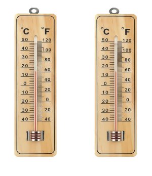 Wooden Analog Thermometer, Indoor and Outdoor Analogue Thermometer, Wall Thermometer for Home, Office, Garden