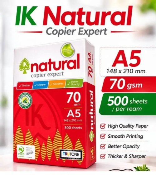 IK Natural A5 70 gsm Copier paper 500 sheets