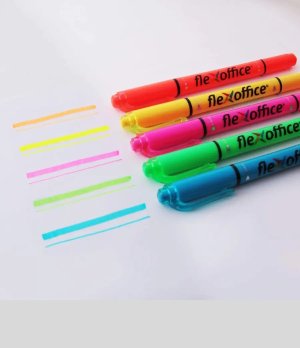 FlexOffice Double-Nib Highlighters | Chisel And Bullet Tip Higlight Marker Pen FO-HL01