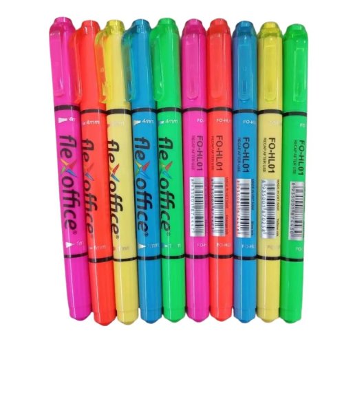 FlexOffice Double-Nib Highlighters | Chisel And Bullet Tip Higlight Marker Pen FO-HL01