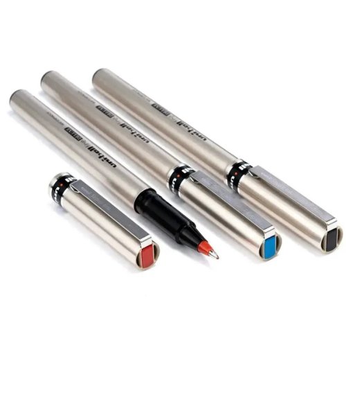 UNI Mitsubishi UB-155 gel pen with a 0.5mm barrel and the UB-177 quick-drying, high-capacity ballpoint pen BLUE