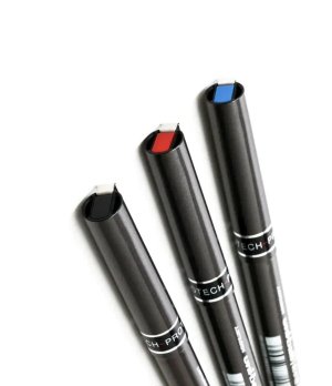 UNI Mitsubishi UB-155 gel pen with a 0.5mm barrel and the UB-177 quick-drying, high-capacity ballpoint pen BLUE