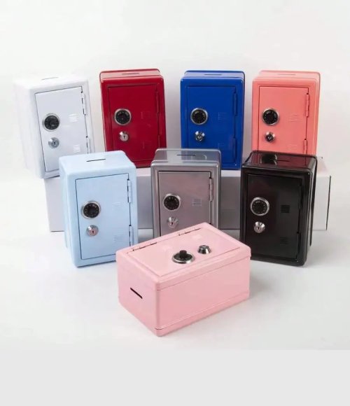 Iron Piggy Bank Cash Box Safe with Lock Collection Money Saving Box