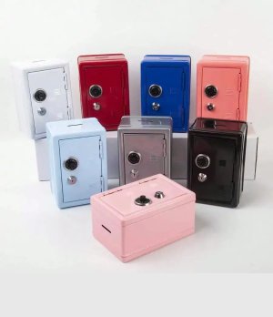 Iron Piggy Bank Cash Box Safe with Lock Collection Money Saving Box