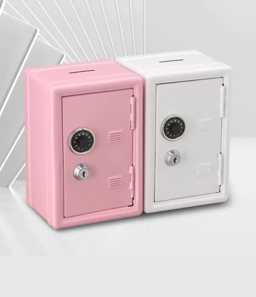 Iron Piggy Bank Cash Box Safe with Lock Collection Money Saving Box