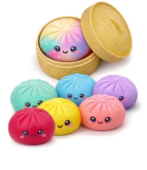 cartoon emoji large steamed bun, realistic xiaolongbao, stress-relieving children's toy, student gift, blind box, squeeze toy