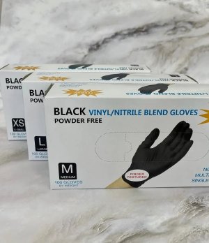 Generic Premium Black Vinyl Nitrile Blend Gloves, Powder Free, Latex Free