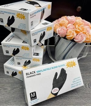 Generic Premium Black Vinyl Nitrile Blend Gloves, Powder Free, Latex Free