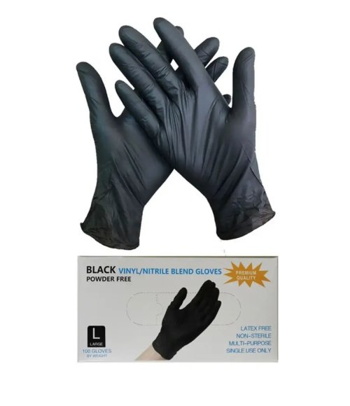 Generic Premium Black Vinyl Nitrile Blend Gloves, Powder Free, Latex Free