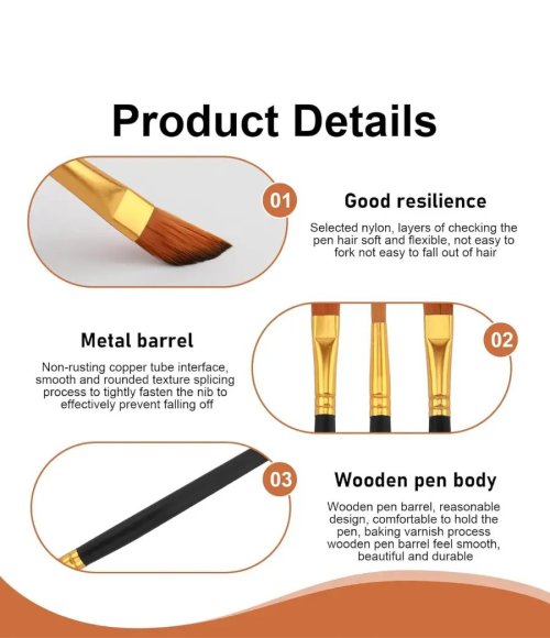 Set of 12 Watercolour Brushes, Artist Brush Set, Premium Nylon Acrylic Oil Paint Brush Set