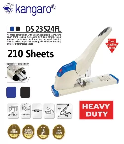 Kangaro DS-23S24FL Heavy Duty Stapler - 210 sheets