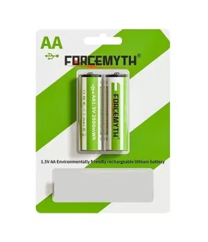 2pcs Rechargeable Lithium Battery AA 1.5V 1500mWh USB port for remote control, 2pcs/pack