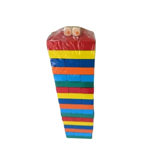 Colorful Rainbow Wooden Dominoes Toy Stacking Building Block Game