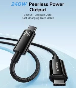 Baseus 240W USB C Cable PD 3.1 5A "1meter" Fast Charging (Type C), Cable For Phone/Laptops