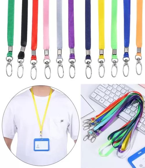 Id Neck Strap Lanyard for ID Card Badge Holder With Metal Clip (Multicolor)