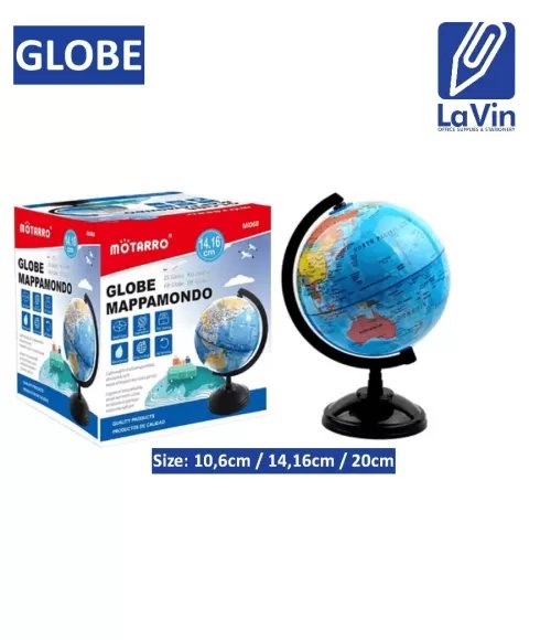 World Globe with Stand for Students & Geography Teachers, 360° Horizontal Rotation