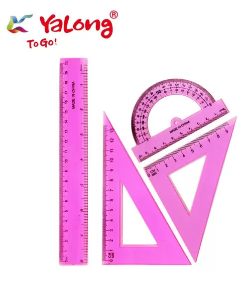 Yalong 4pcs Geometry Rulers For School Stationery Set