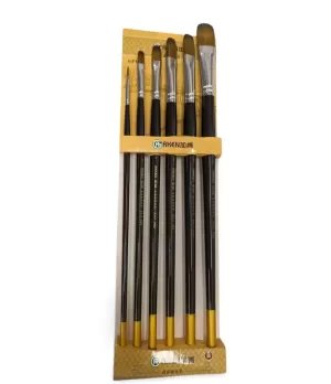 6 Piece Long Flat Drawing Brush Set, Premium Artist Brushes