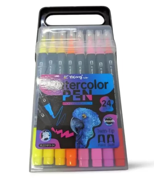 Watercolor Pen, Twin-Tip Hard and Soft, 24 color