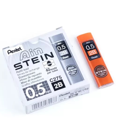 Pentel C275 Ain Stein Lead Refill (0.5mm), 2B, 40 Leads per Tube