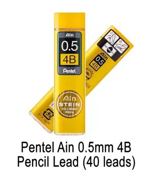 Pentel C275 Ain Stein Lead Refill (0.5mm), 4B, 40 Leads per Tube