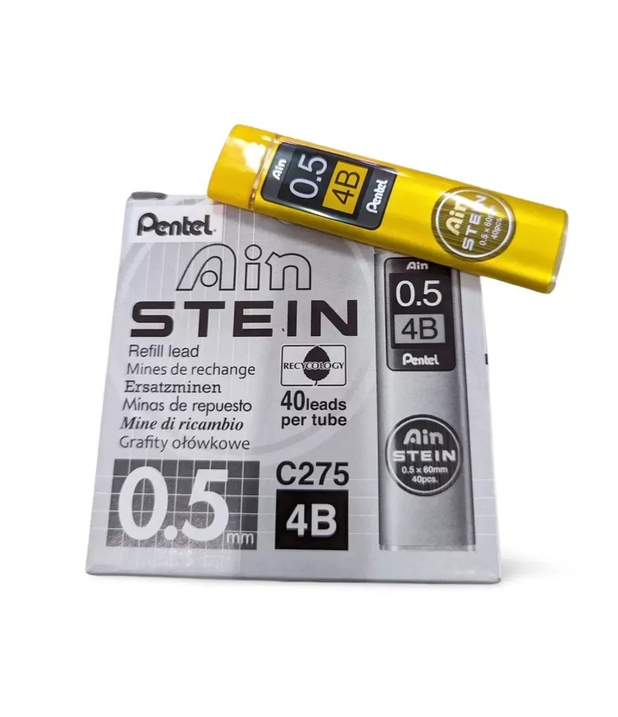 Pentel C275 Ain Stein Lead Refill (0.5mm), 4B, 40 Leads per Tube