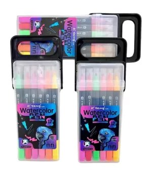 Watercolor Pen, Twin-Tip Hard and Soft, 12 color