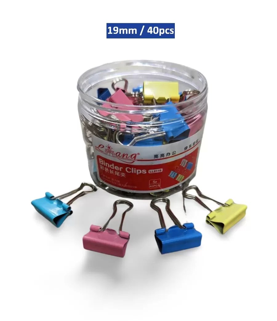 Binder Clip 19 mm color 40pcs / Jar