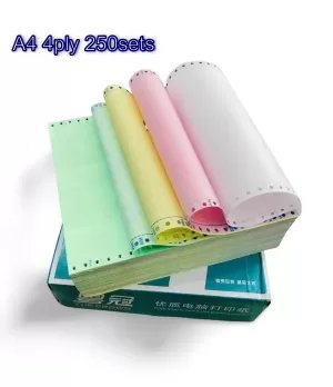 Computer Form A4 (4 Ply) 250 Sets, Color (White/Pink/Green/Yellow) Carbon Paper