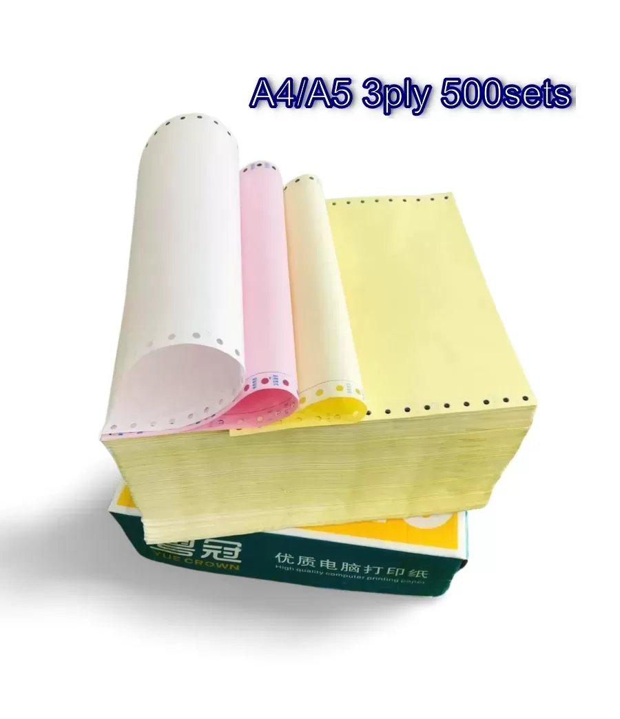 Computer Form A4 or A5 (3 Ply) 500 Sets, Color (White/Pink/Yellow) Carbon Paper