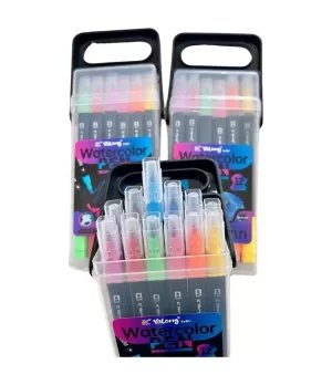 Watercolor Pen, Twin-Tip Hard and Soft, 12 color