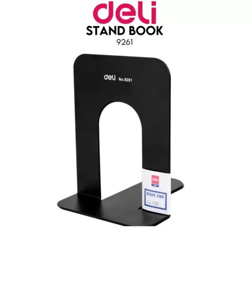 Deli Metal Bookends Stand Black 125 x 160mm Set of 2