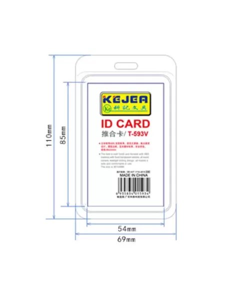 54 x 85mm Sliding Plastic PP ID Card Holder T-593V