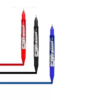 2 In 1 CD Twin Permanent Marker And Pen Both Side Color Blue Black Red