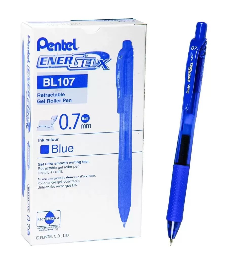 Pentel Energel-X Retractable Roller Pen 0.7mm BL107 Blue / Black