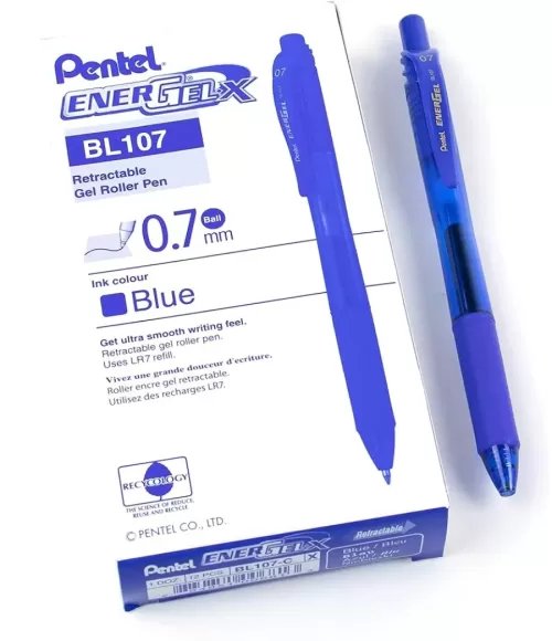 Pentel Energel-X Retractable Roller Pen 0.7mm BL107 Blue / Black