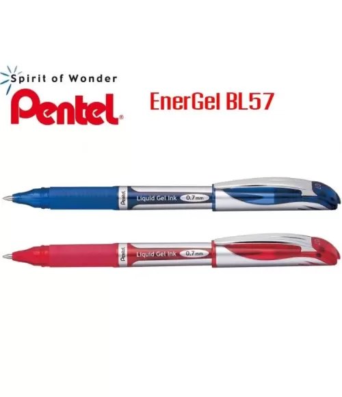Pentel EnerGel BL57 Rollerball Retractable Liquid Gel Ink Pen Blue / Red