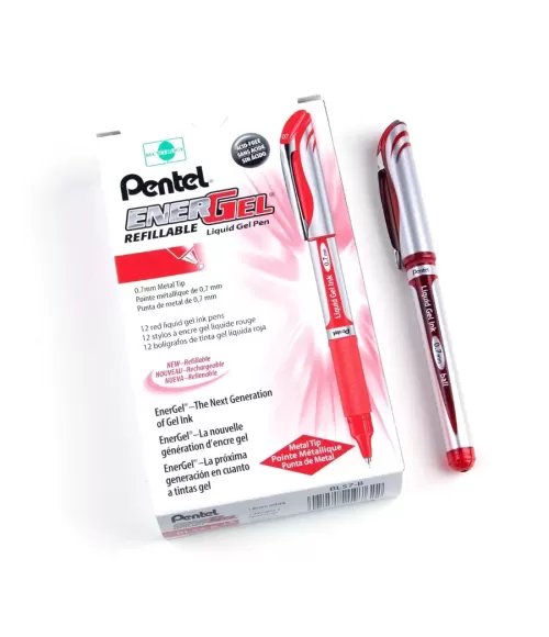 Pentel EnerGel BL57 Rollerball Retractable Liquid Gel Ink Pen Blue / Red