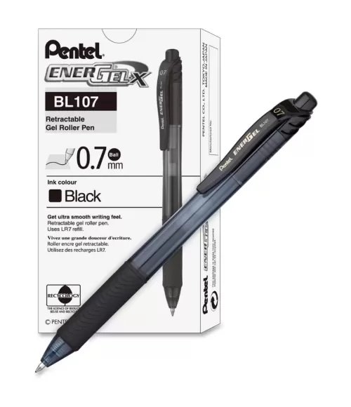 Pentel Energel-X Retractable Roller Pen 0.7mm BL107 Blue / Black