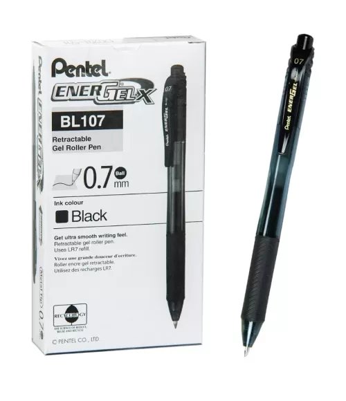 Pentel Energel-X Retractable Roller Pen 0.7mm BL107 Blue / Black