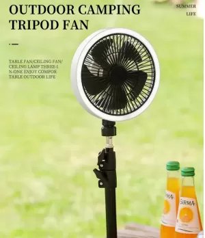 Multifunction Tripod LED Light Camping Ceiling Table Mobile Cooling Fan