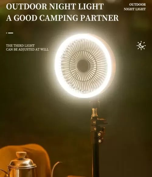 Multifunction Tripod LED Light Camping Ceiling Table Mobile Cooling Fan