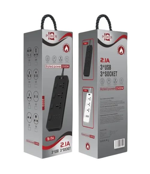 USB smart power strip with multiple sockets for household use